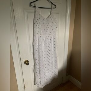 Old Navy White Midi Dress with Black Dots